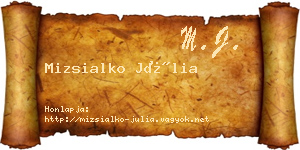 Mizsialko Júlia névjegykártya